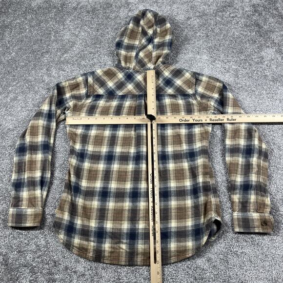 Carthartt Hooded Flannel Shirt Womens Extra Small Plaid Button Up Cotton Fall - Picture 6 of 10